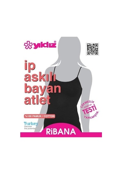 Yıldız 2047 Siyah Ribana Biyeli Ip Askılı Kadın Atlet