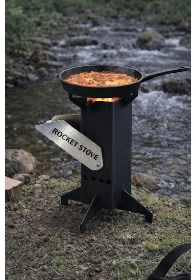 Roket Soba, Rocket Stove, Kamp Ocağı, Odunlu Kamp Sobası Çantalı Çok Renkli