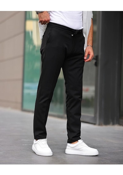 Slim Fit Likralı Jogger Pantolon Siyah