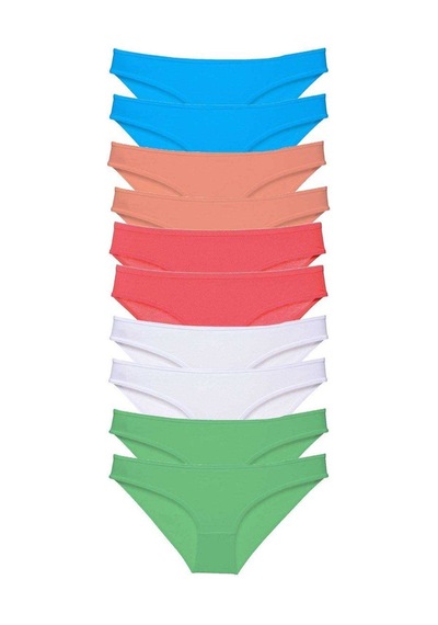 10 Adet Süper Eko Set Likralı Kadın Slip Beyaz Pudra Yeşil Fuşya Mavi Standart