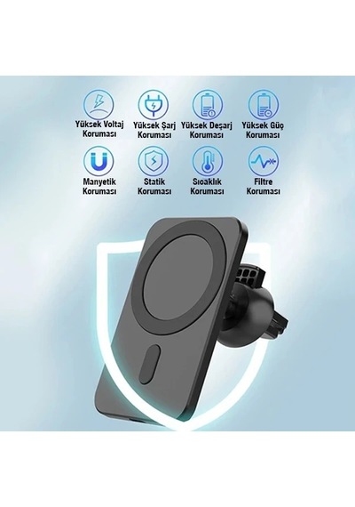 Ally N16 15w Magsafe Uyumlu Araç İçi Telefon Tutucu- 5775 Siyah