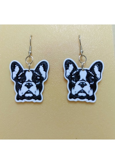 French Bulldog Sallantılı Küpe çok renkli