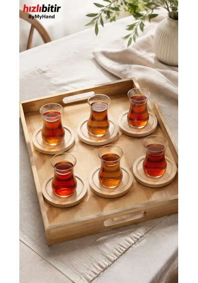 Bymyhand Bambu Doğal Ahşap Yuvarlak Bardak Altlığı 6'lı Set 10 Cm