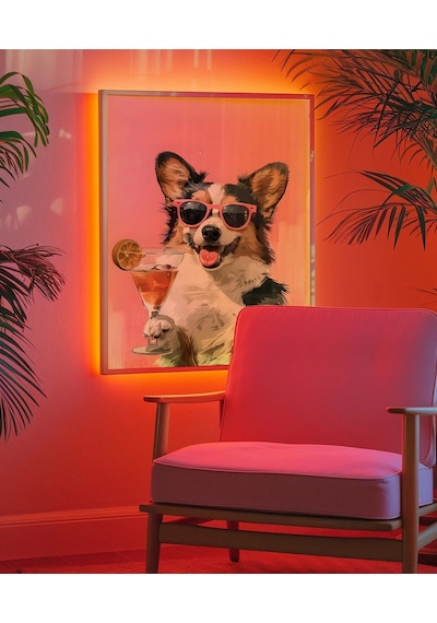 Çerçevesiz Poster Corgi'nin Pembe Gözlük Stili