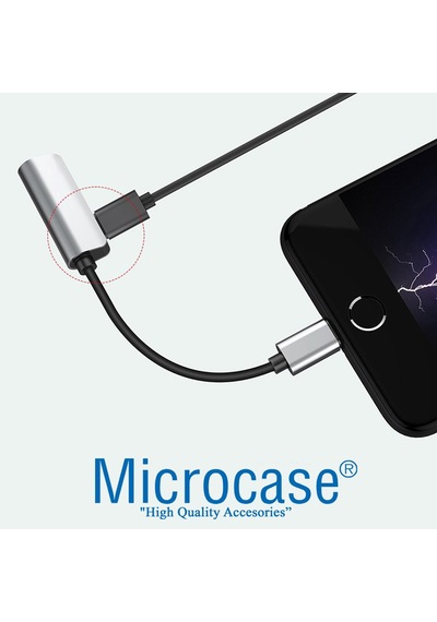 Apple Uyumlu iPhone Lightning Splitter 2in1 Şarj Ve Kulaklık Çevirici - My032 Gri