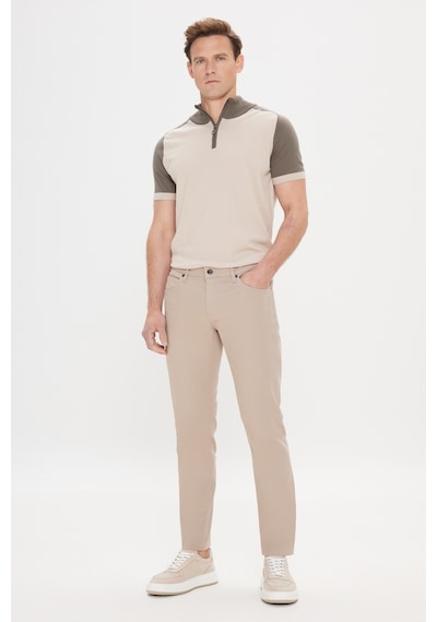 AC&Co / Altınyıldız Classics 360 Derece Her Yöne Esneyen Slim Fit Dar Kesim Diyagonal Desenli Erkek Pantolon Taş