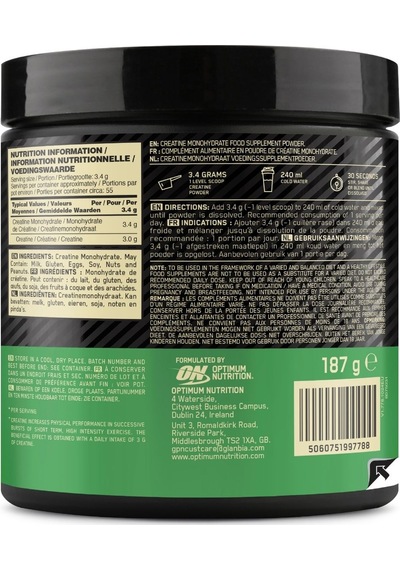 Kreatin Monohidrat Aromasız 187 G 55 Servis Kas Gücü Ve Dayanıklılık Desteği