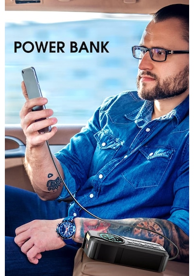 Robo Şarjlı Akü Ateşleyici 4ü Bir Arada Lastik Şişirici+powerbank+led Işık
