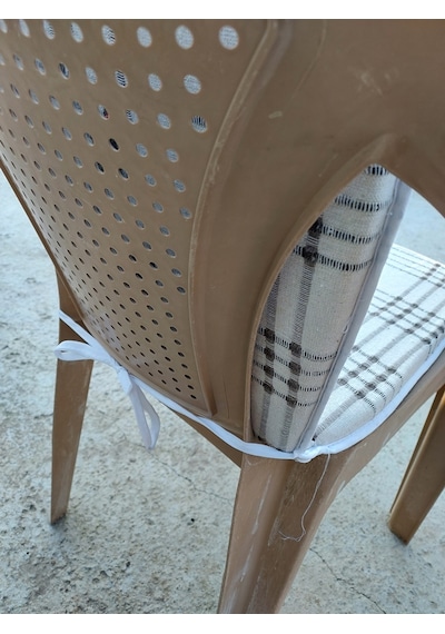 2 Adet Buldan Arkalıklı Sandalye Minderi, Midi Boy-kahve Çizgili Kahverengi