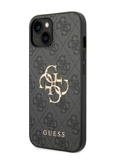 Apple Uyumlu iPhone 15 Plus Kılıf Guess Lisanslı Pu Deri Yazı Ve 4g Metal Logolu Desen Kahverengi