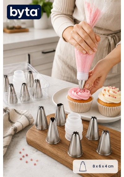 6'lı Paslanmaz Çelik Krema Sıkma Duyu Seti Pasta, Cupcake Ve Tatlı Süsleme Uçları Diğer
