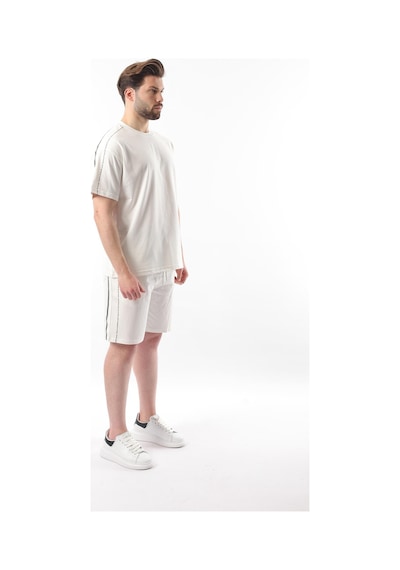 Madmext Ekru Overfit Baskılı Erkek Şort T-shirt Takım E7302 Ekru