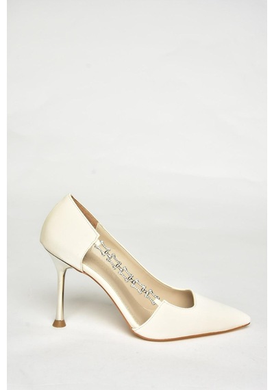 Fox Shoes U820991504 Ten Kumaş İnce Topuklu Abiye Ayakkabı Ten