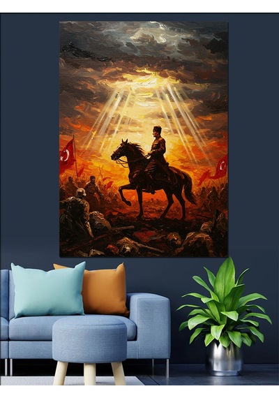 Ahşap Tablo Gün Batımı At Atatürk