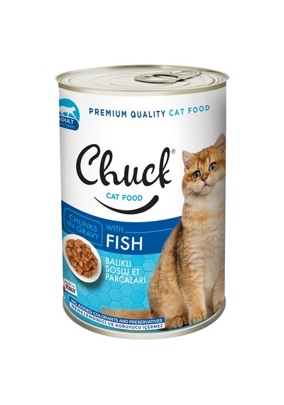 Chuck Cat Food Balıklı Soslu Et Parçalı Konserve Yetişkin Kedi Maması 415 G