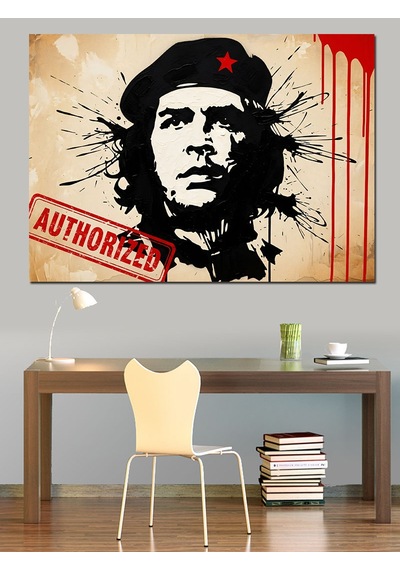 Che Guevara Portre Grafiti Dekoratif Kanvas - Mdf Ahşap Tablo