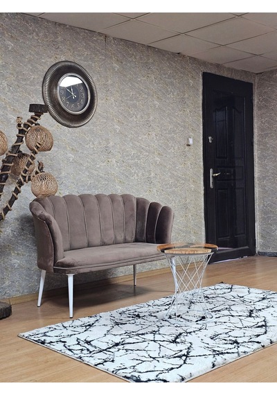 Zafir İkili Papatya Çay Seti Koltuk Beyaz Boyalı Sivriltme Ayak, Balkon, Salon, Ofis, Koltuk Takımı Kahverengi