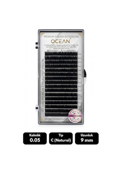 Ocean 0.05c Natural Kıvrım 9 Mm Soft Eyelash Doğal İpek Kirpik 16'lı