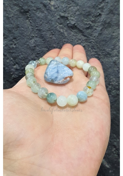 Akuamarin Aquamarine Doğal Taş Bileklik Mutluluğun Ve Genç Bir Ruhun Simgesi Çok Renkli