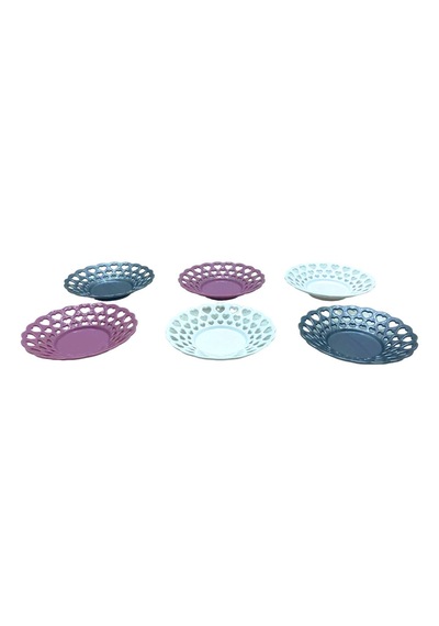 6 Parça Renkli Plastik Çay Tabak 5570 çok renkli