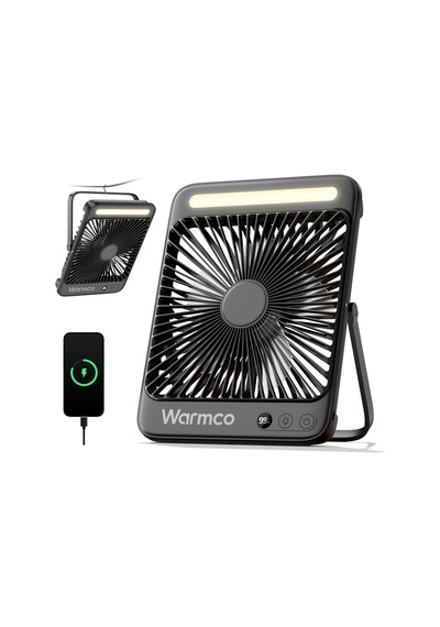 Warmco 20000mah 8 İnç Taşınabilir Kamp Fanı, 48 Saat Maksimum Çalışma Süresi, Led Işık, Sessiz İnce Pille Ça