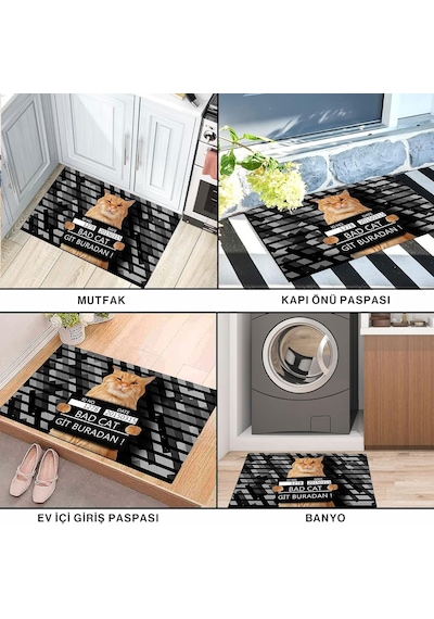 Kedi Köpek Komik Tasarımlı Dekoratif Kapı Önü Paspas, Dış Mekan/ev İçi/banyo/mutfak/yatak Odası/giriş Paspas Diğer