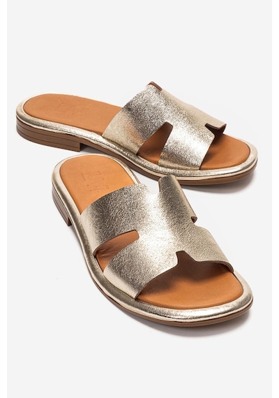 Luvishoes Brıo Altın Hakiki Deri Kadın Terlik