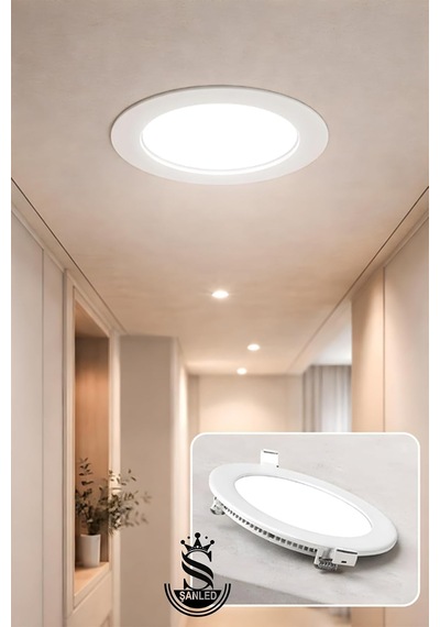 18w Tasarruflu Led Yuvarlak Beyaz/gün Işık Sıva Altı Slim Panel Tavan Aydınlatma Armatürü Beyaz-1 Adet Diğer