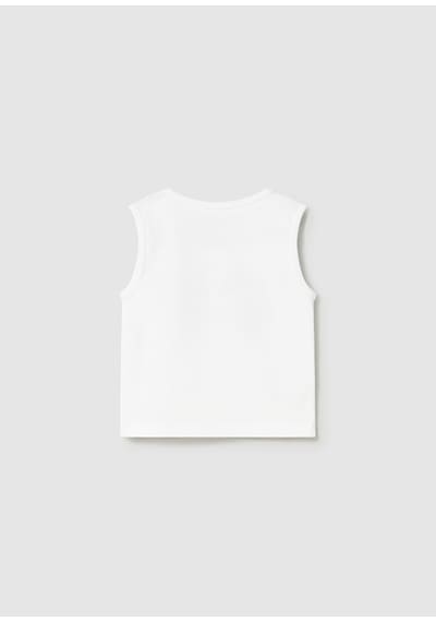Erkek Bebek Kolsuz İnteraktif T-shirt Beyaz