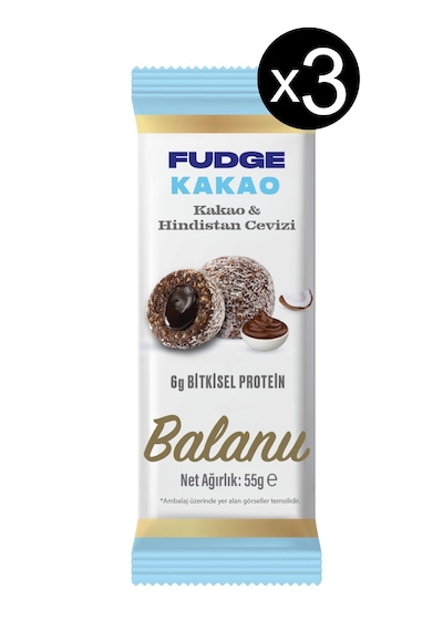 Fudge Hindistan Cevizi Kaplı Kakaolu Meyve Topları 55g X3 Adet