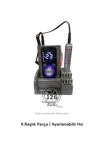 09 Manikür Pedikür Seti - 6 Başlık - 45.000 Devir /kozmetik126 Xx Tırnak Temizleme Fırçası Hediye