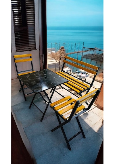 Modern Balkon Bahçe Mutfak Bistro Set Katlanır Masa-sandalye Sarı