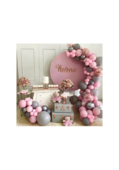 Pastel Gri Ve Makaron Pembe Balon Zinciri 100 Adet A