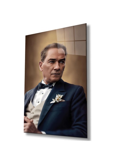 Atatürk Portre Cam Tablo Modern Ev Ofis Salon Hediyelik Büyük Tablo Duvar Dekoru