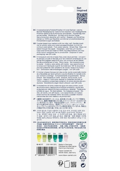 Faber-Castell Goldfaber Aqua Çift Uçlu Markör Kaligrafi 6’lı Set – Su Bazlı, Çevre Dostu, Sanatsal Kalemler