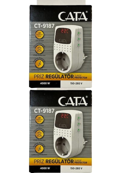 Cata Ct-9187 4000w Akım Korumalı Led Göstergeli Priz 2 Adet