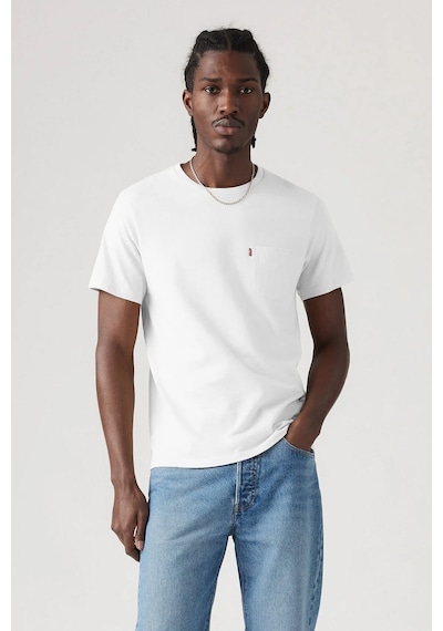 Levi's Erkek Bisiklet Yaka Düz Beyaz Cepli Relaxed The Pocket Tişört - 001tt0001 001