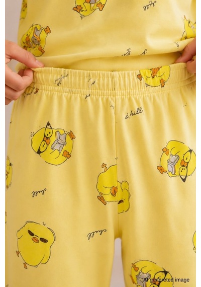 Erkek Çocuk Yeni Sezon Pamuklu Desenli Pijama Takım Tkm1022 Sarı