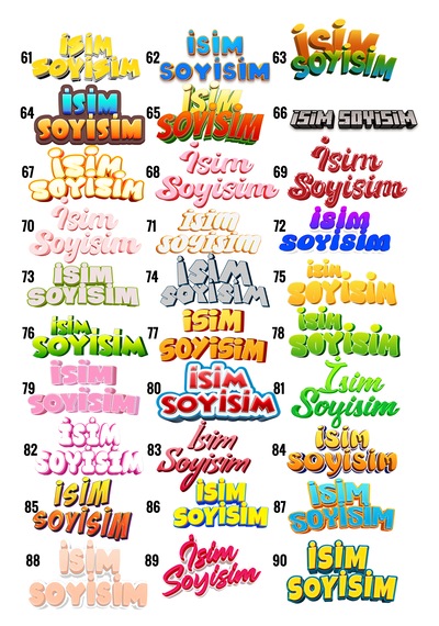 Kıyafet Etiketi - Okul Kıyafet Kumaş Etiketi Kreş Anaokulu İlkokul Kıyafet Kumaş Etiketi Set14 Karışık