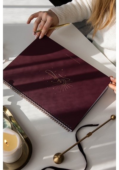 Süresiz Haftalık Spiralli Masaüstü Planlayıcı 24x34 Cm - Desk Planner Bordo Bordo