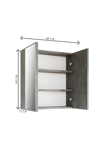 Fm01 2 Kapaklı Aynalı Banyo Dolabı Çok Amaçlı Banyo Dolabı Gri