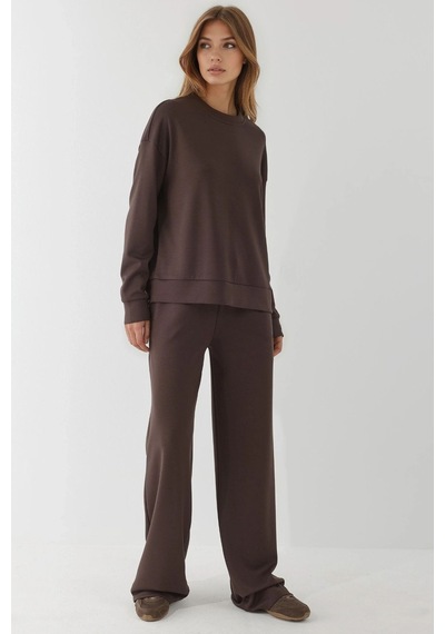 Hiccup Modal Dokunuşlu Basic Sweatshirt Kestane Kahvesi