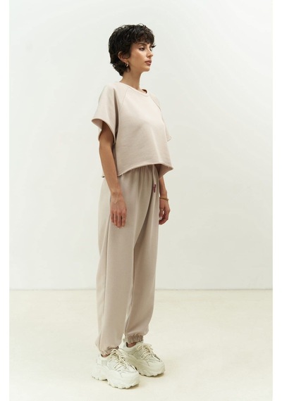 Mai Collection Mai Studios Co. Vero Bej Crop Eşofman Takım Bej