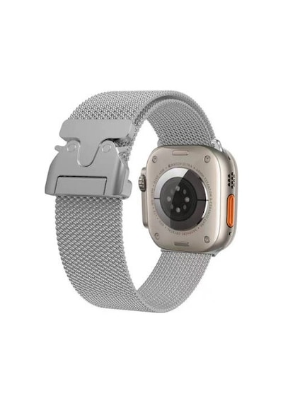 Apple Watch 44mm Uyumlu Krd-25 Metal Hasır Kordon - Gümüş