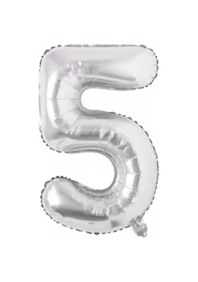 5 Rakamı Folyo Gümüş Folyo Balon 76cm 34 Karışık Renkli