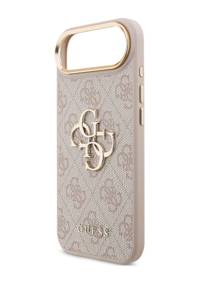 Apple Uyumlu iPhone 17 Air Kılıf Guess Lisanslı Gold Metal Kamera Çerçeve Metal Büyük 4g Yazı Logolu Kapak Pembe Pembe