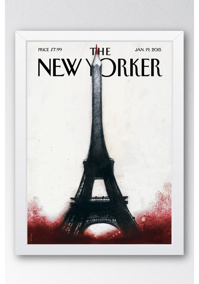 The New Yorker Çerçeveli Tablo January 19 2015 - Pencil Tablosu - Kalem Şeklinde Eyfel Kulesi
