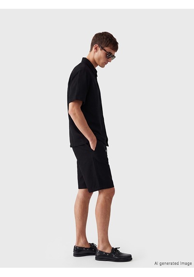 Lcw Vision Siyah Regular Fit Keten Görünümlü Erkek Şort