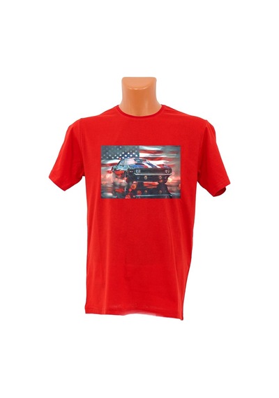 Stars, Stripes & Speed Baskılı Tişört Mavi