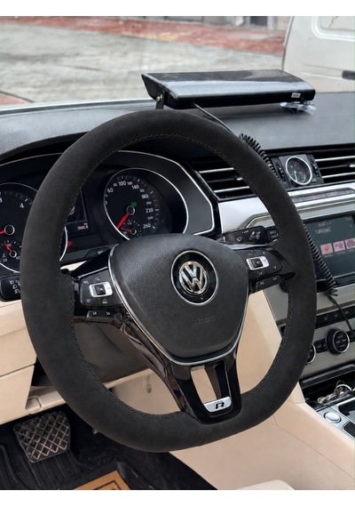 Vw T-roc Direksiyon Kılıfı Alcantara Süet Monza Black Serisi Siyah 2017-2021